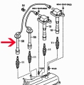 Ignition cable with plug from ignition coil 4 to 1